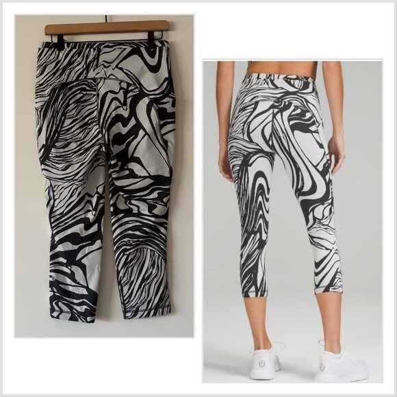lululemon athletica Pants - Lululemon Swift Speed HR Crop 21" Jacquard Leggings Women’s Size 10 Sporty Gym